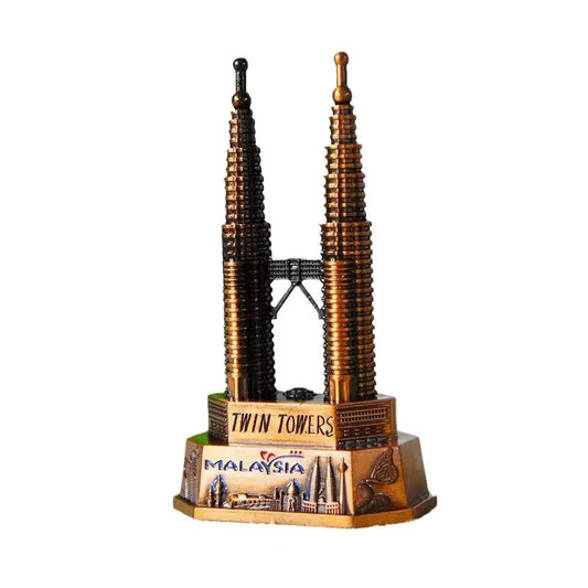 New Kuala Lumpur Petronas Tower model tourist souvenirs Hand-plated fine metal model of the Twin Towers home decoration