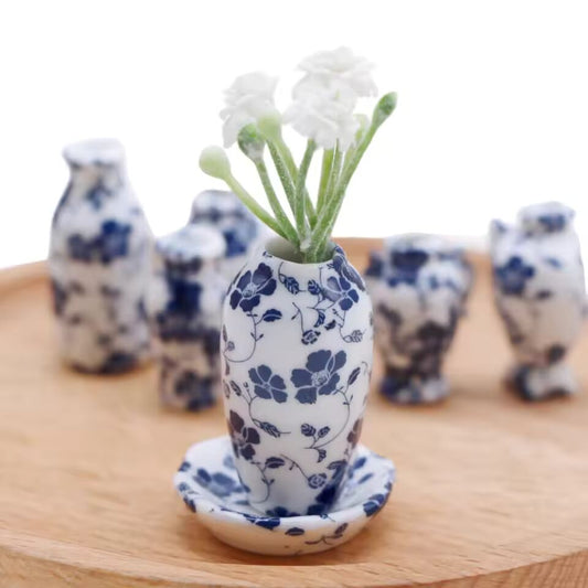 7pcs/Set Miniature Mini Vase Dollhouse Flower Home Ceramic Pot Vases Toy Decoration House Furniture Decor Dollhouse Accessory